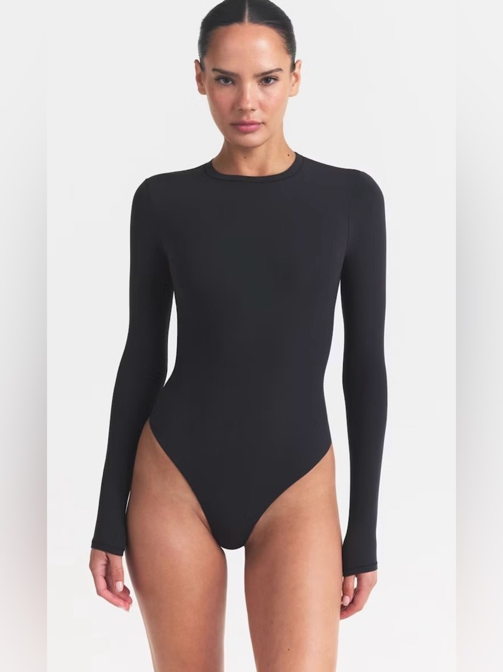 Skims Fits Everybody Long-Sleeve Crewneck Bodysuit Onyx Black Size XL NWT